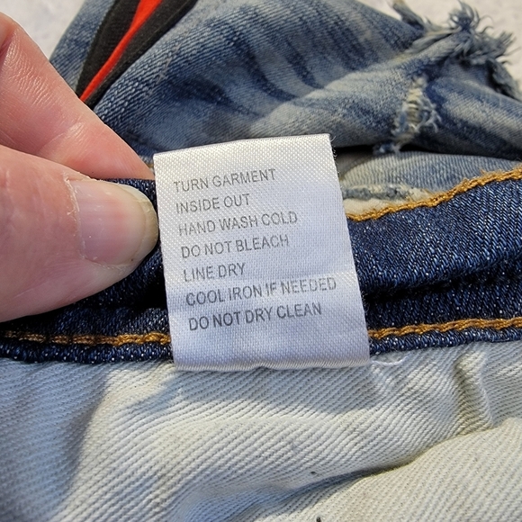 PREME Mens Distressed Red Black Side Stripe Moto Denim Jeans Streetwear 38 / 34 - Picture 12 of 13